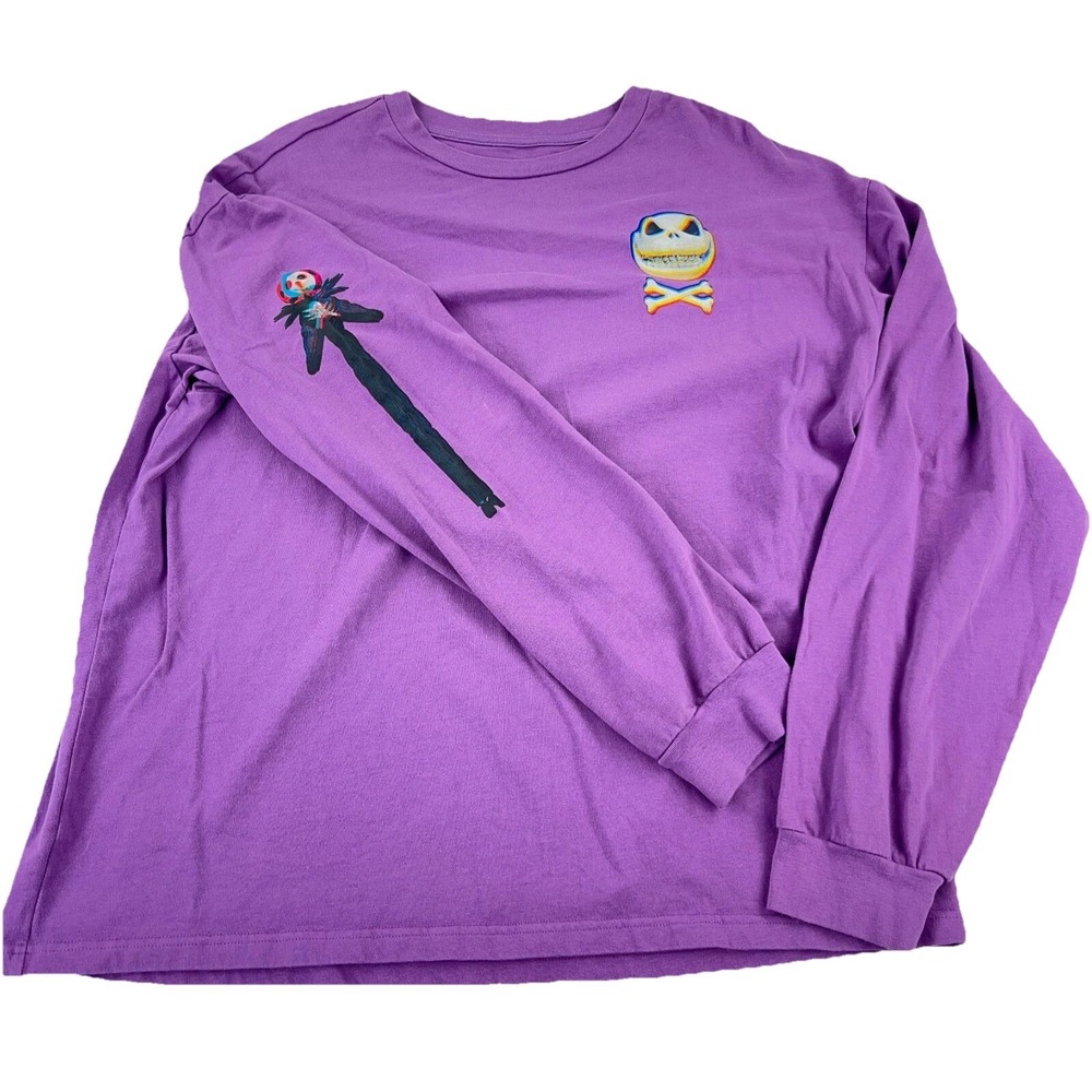 Nightmare Before Christmas Shirt Adult XL Purple 3D Jack Skellington Logo Disney